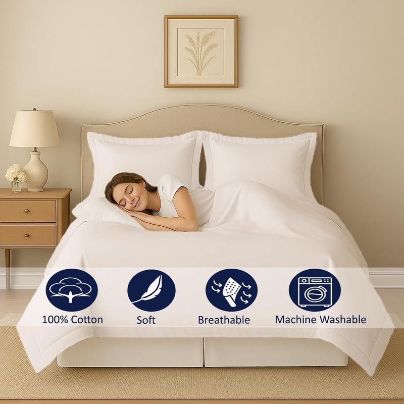 eBeddy Linens White Solid Duvet Cover Set Super King 98x108 Size Egyptian Cotton Luxury Soft & Breathable Comforter Cover with Hidden Zipper Closer & Corner Ties Durable and Fade Resistant - Image 3